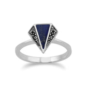 gemondo MARCASSITE Anello, argento sterling 925 LAPISLAZZULI e anello art deco marcasite