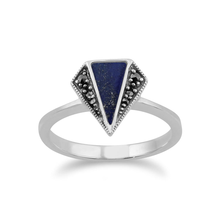 gemondo MARCASSITE Anello, argento sterling 925 LAPISLAZZULI e anello art deco marcasite