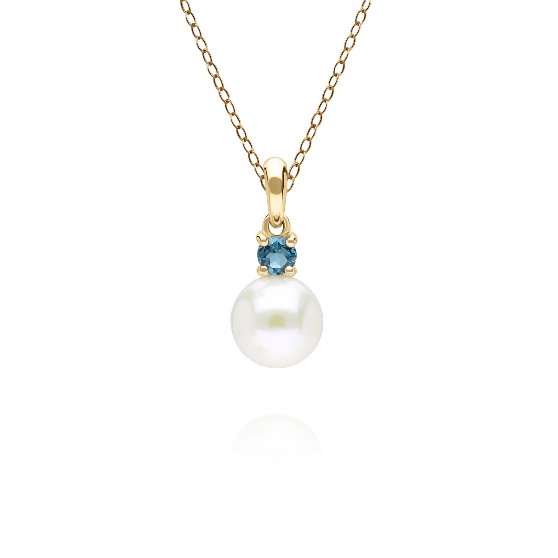 Modern Pendente collana di Perle e Topazio in oro giallo 9 ct