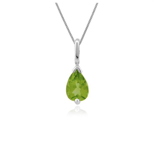 Classico pendente a pera con peridoto in oro bianco 375