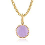 Orecchini pendenti e pendenti Classici in argento 925 placcato oro con castone rotondo in giada lavanda