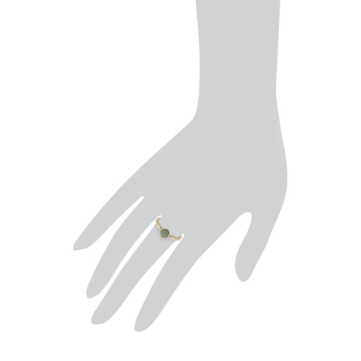 Anello di giada Gemondo, anello di giada verde cuscino in oro giallo da 9 ct - giada