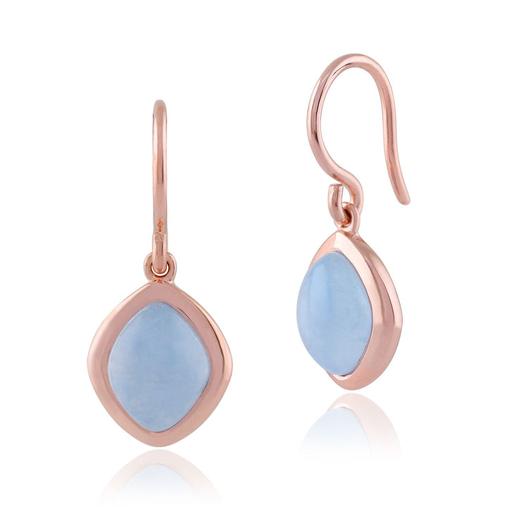 Orecchini pendenti pastello "Oxypetalum" in giada blu in argento sterling placcato oro rosa da 9 ct