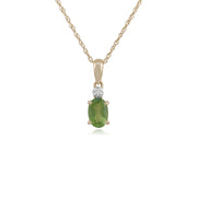 Classico pendente ovale con peridoto in oro giallo 375 e diamanti