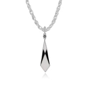 Orecchini Pendenti e Pendenti Ventaglio Art Déco in Argento 925 Smaltato Bianco e Nero
