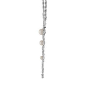 Collana e orecchini con pendente floreale in argento 925, perla rotonda e marcasite