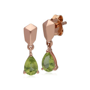 Micro Statement Peridot Earrings in Rose Gold Plated 925 Sterling Silver