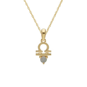 Opal Libra Zodiac Necklace in 9ct Yellow Gold