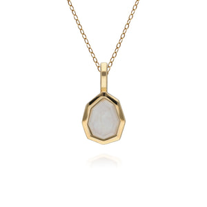Irregular B Gem Rainbow Moonstone Pendant in Gold Plated Sterling Silver