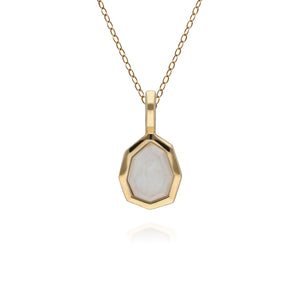 Irregular B Gem Rainbow Moonstone Pendant in Gold Plated Sterling Silver