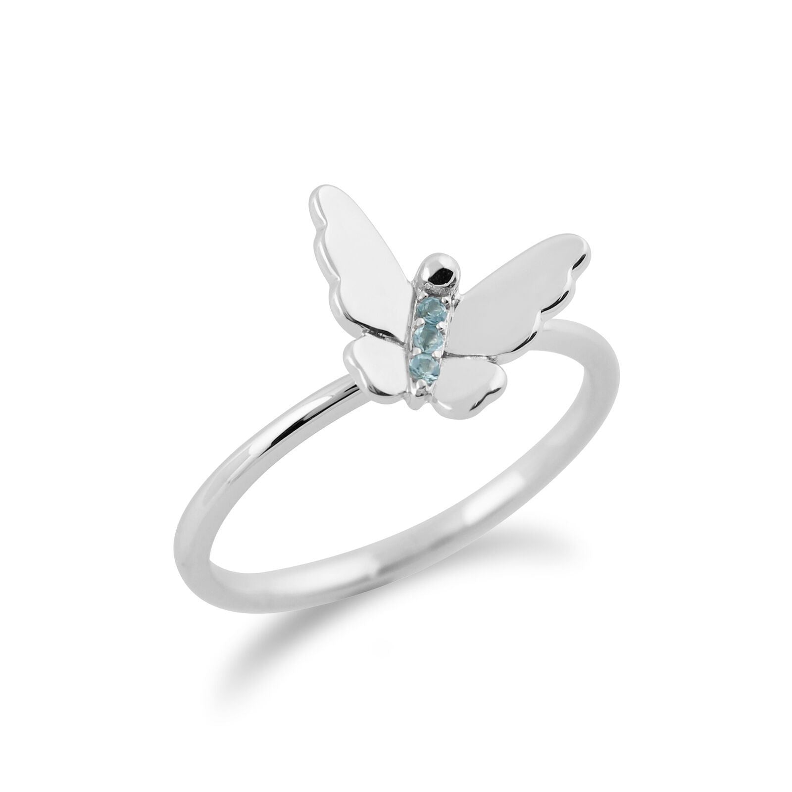 Gemondo 9ct White Gold 0.03ct Blue Topaz Stackable Butterfly Ring