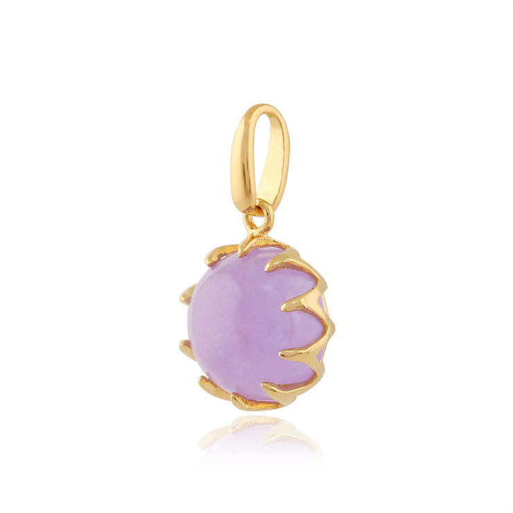 Orecchini pendenti e pendenti Classici in argento 925 placcato oro con castone rotondo in giada lavanda