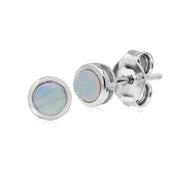 Orecchini con opale rotondi semplici Chaton in argento sterling