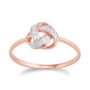 Gemondo - Anello con diamante "Evermore" in oro rosa da 9 ct con nodo d'amore