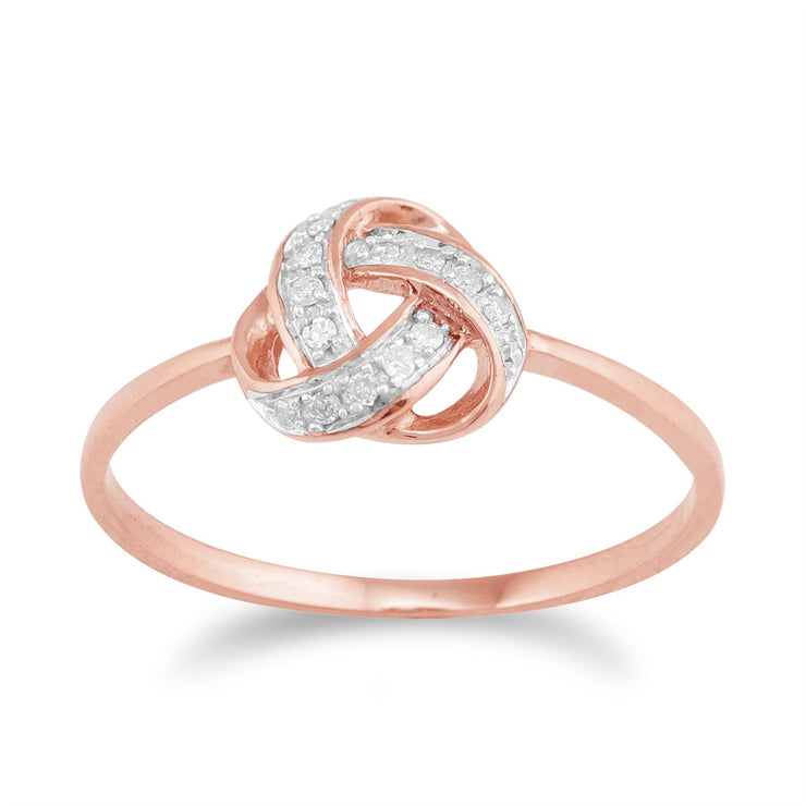 Gemondo - Anello con diamante "Evermore" in oro rosa da 9 ct con nodo d'amore