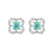 Orecchini classici in apatite con rivestimento in oro giallo 375 e fiore con diamanti