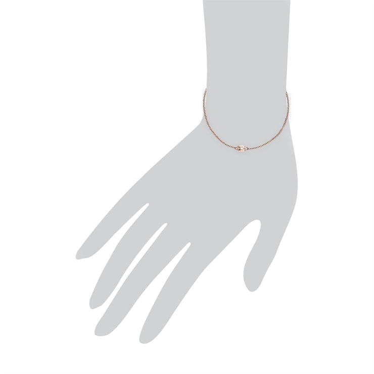 Bracciale con morganite, bracciale singolo con pietra ovale in morganite da 9 ct in oro rosa da 0,40 ct