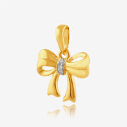 Ciondolo e orecchini con bottone a nodo classico Argento 925 placcato oro giallo Diamante