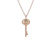 Ciondolo classico con lucchetto a cuore intrecciato in argento 925 placcato oro rosa e grandi ciondoli con chiave in giada