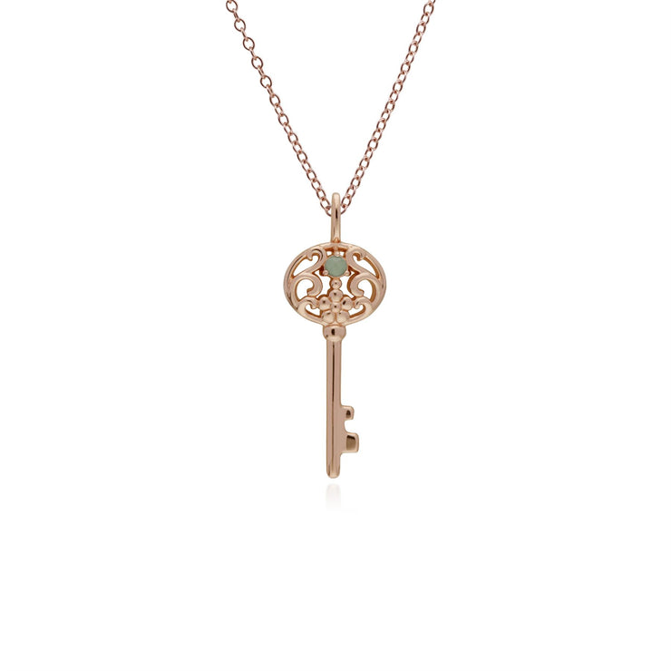 Ciondolo classico con lucchetto a cuore intrecciato in argento 925 placcato oro rosa e grandi ciondoli con chiave in giada