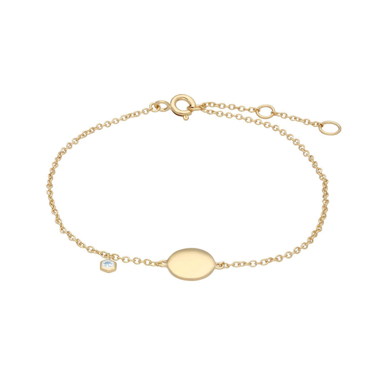 Bracciale con incisione in argento 925 placcato oro giallo con topazio