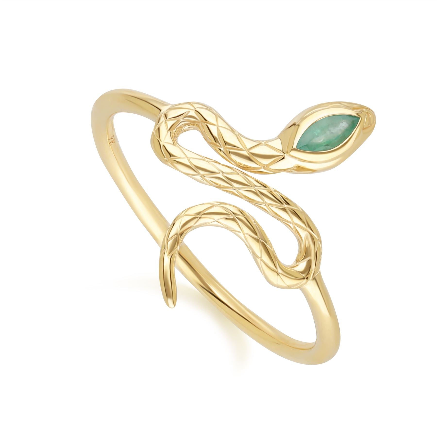 ECFEW™ Anello Serpente Spirale con Zaffiro in Oro Giallo da 9 Ct