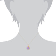 Collana pastello 'Irida' con giada lavanda in argento sterling placcato oro giallo da 9 ct