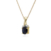 Collana con zaffiri, pendente Kiss in oro giallo da 9 ct con zaffiri e diamanti su catena da 45 cm