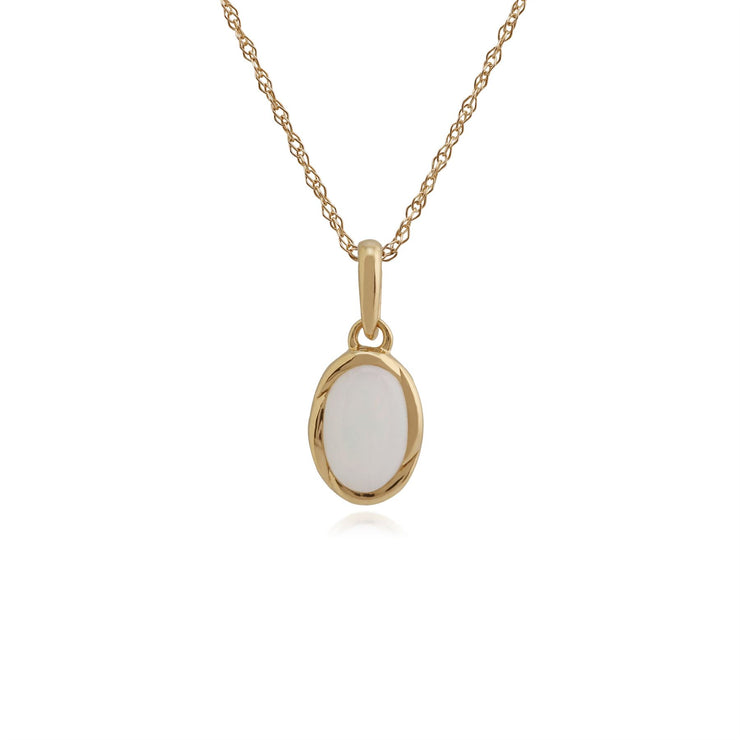 Anello Solitario e Ciondolo Classico Oro Giallo 375 Opale Ovale
