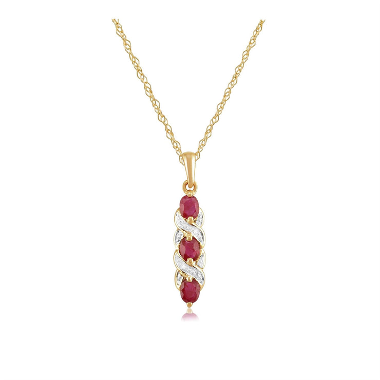 Ciondolo in stile Art Nouveau in oro bianco 375 con rubini e diamanti