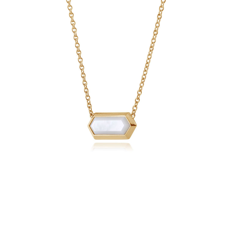 Collana geometrica in argento 925 placcato oro con madreperla esagonale