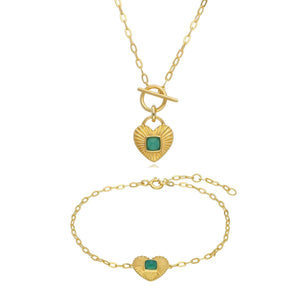 Queen of Hearts Chalcedony Necklace & Bracelet Set