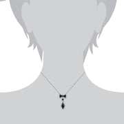 Collana Stile Déco Argento 925 Onice Nero e Marcasite