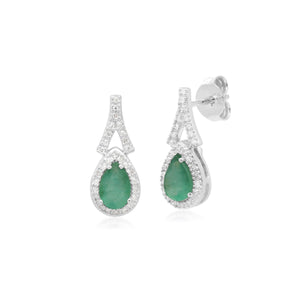 Teardrop Luxe Emerald & Diamond Drop Earrings in 9ct White Gold
