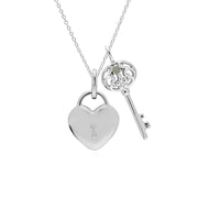 Classico ciondolo con lucchetto a cuore in argento 925 e grandi ciondoli per chiavi in ​​giada