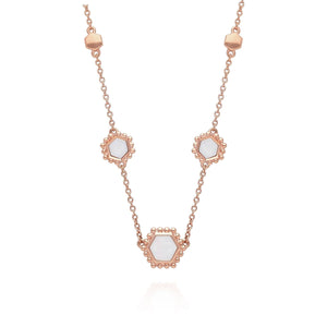 Mother of Pearl Slice Chain Necklace in Rose Gold Plated Sterling Silver