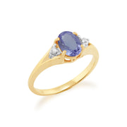 Anello Gemondo con tanzanite, oro giallo da 9 ct con tanzanite da 0,69 ct e anello con diamanti