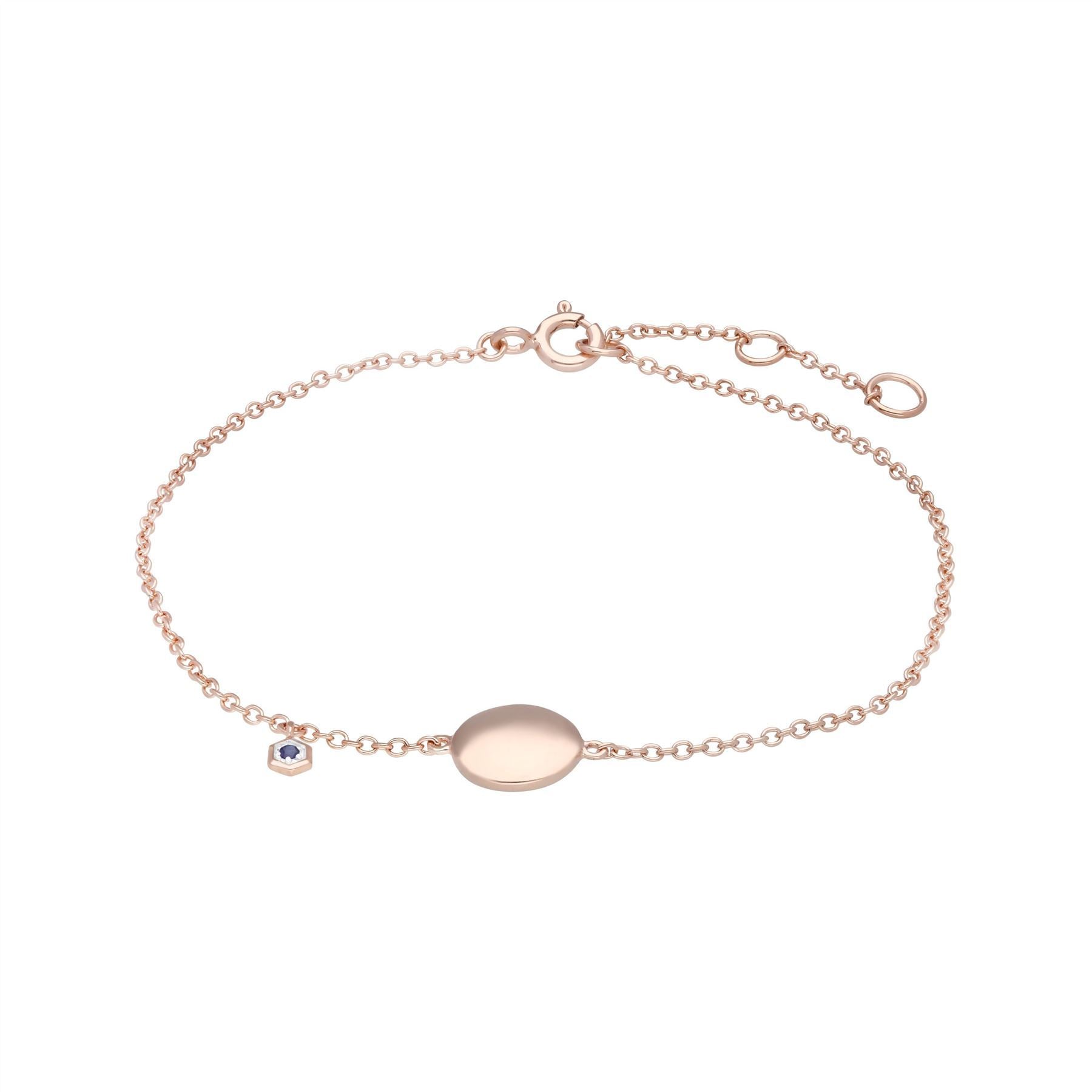 Sapphire Engravable Bracelet in Rose Gold Plated Sterling Silver