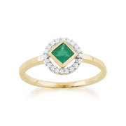 Anello Gemondo con smeraldo, anello in oro giallo da 9 ct con smeraldo da 0,27 ct e anello con diamanti