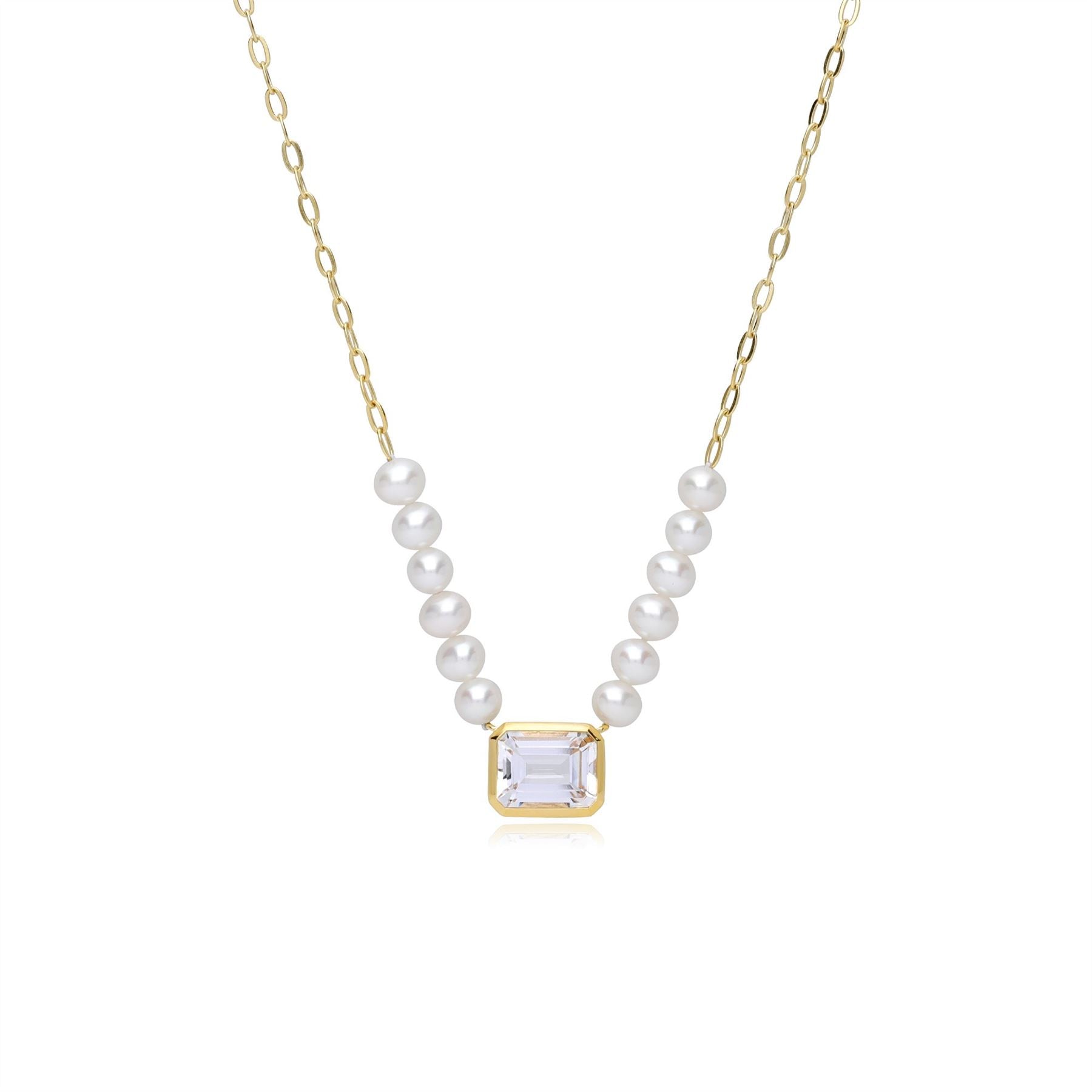 ECFEW™ 'The Unifier' Collana con topazio bianco e perle