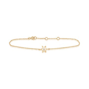 Bracciale con diamanti, bracciale Spring Starflower in oro giallo da 9 ct con diamanti da 0,03 ct