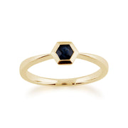 Anello Gemondo con zaffiro, anello esagonale in oro giallo da 9 ct con zaffiro da 0,27 ct