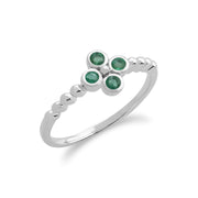 Anello Gemondo con smeraldo, anello a grappolo in argento sterling con smeraldo da 0,19 ct