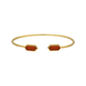Geometric Dyed Red Carnelian Open Bangle in Gold Plated Sterling Silver