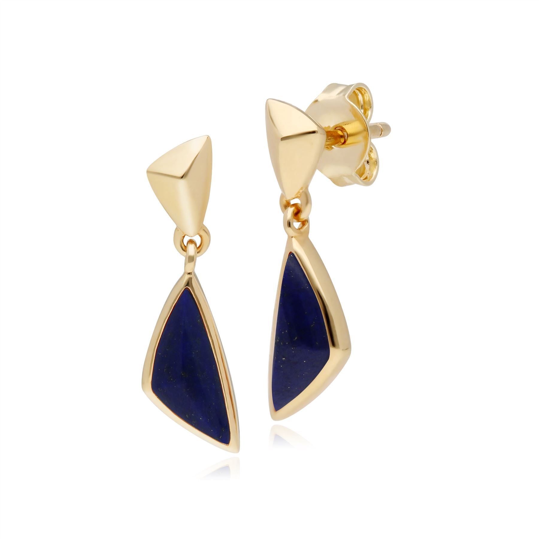 Micro Statement Lapis Lazuli Drop Earrings in Gold Plated 925 Sterling Silver