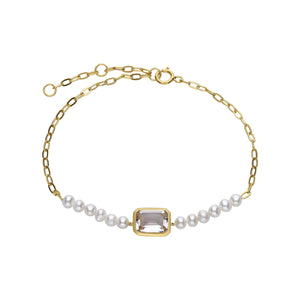 ECFEW™ 'The Unifier' Braccialetto con topazio bianco e catena di perle