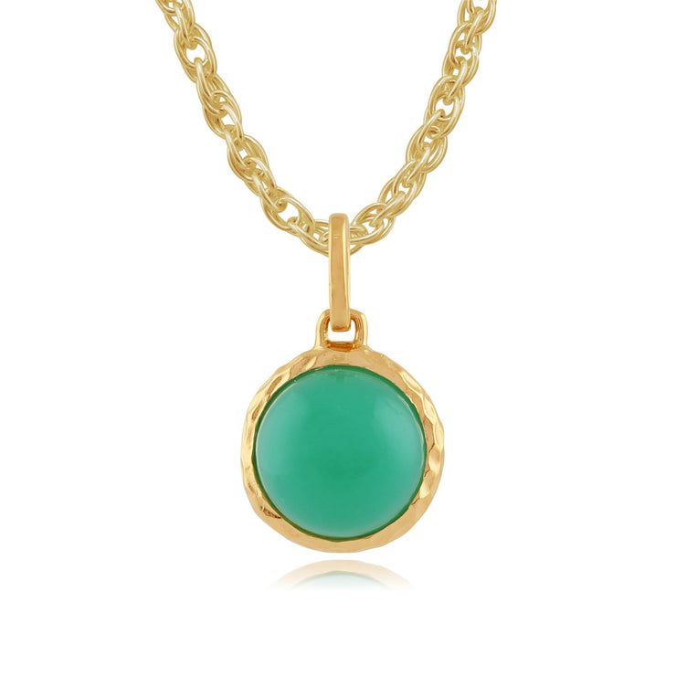 Orecchini pendenti e pendenti Boho in argento 925 placcato oro giallo con castone rotondo in crisoprasio verde