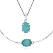 Bracciale e pendente classici in argento 925 con amazzonite