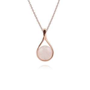 Kosmos Rose Quartz Ball Shaped Pendant in Rose Gold Plated Sterling Silver