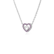 Collana con zaffiro rosa, PENDENTE CUORE CON ZAFFIRO rosa in argento sterling su catena da 45 cm